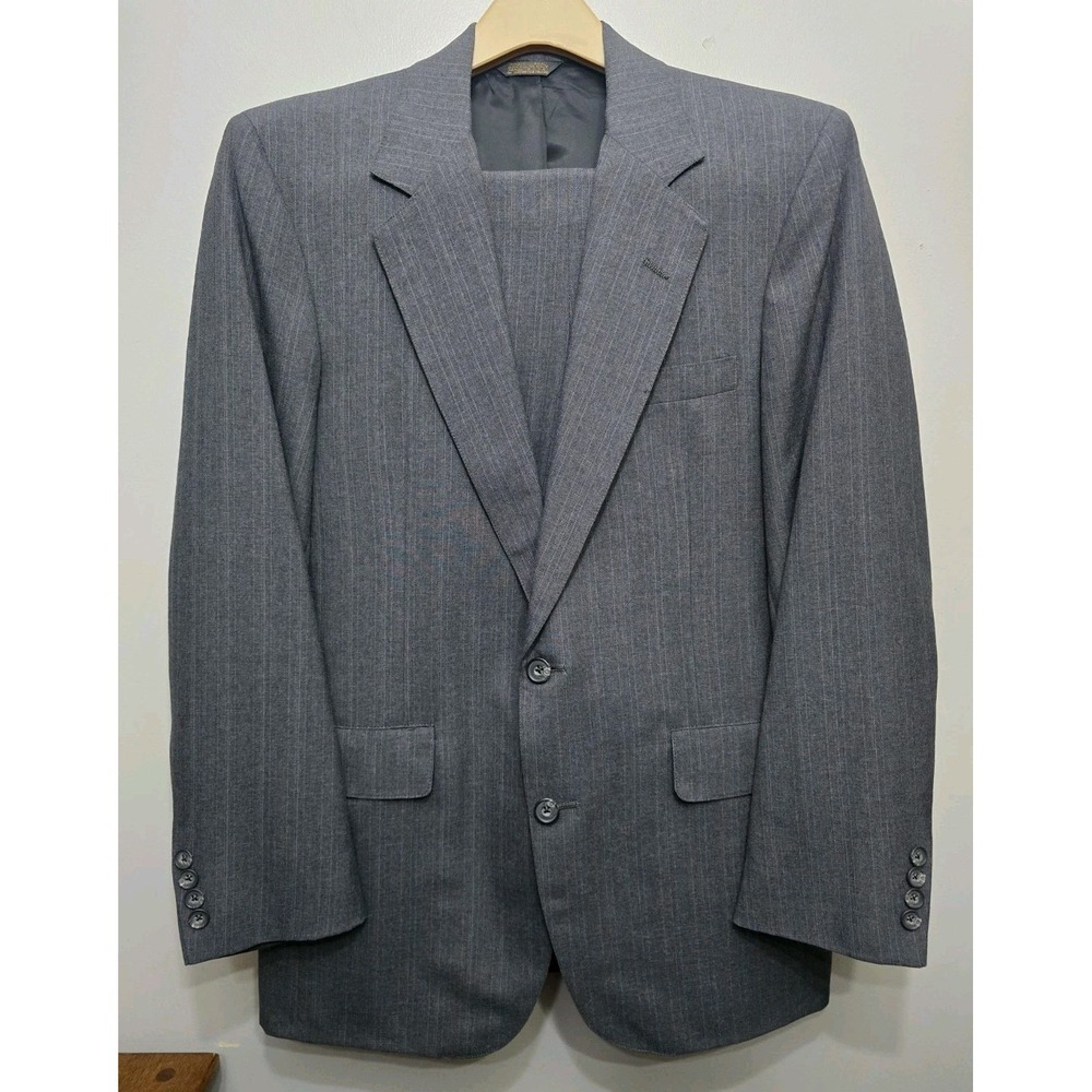 Corbin Mens Grey Pinstripe 2 Piece Suit Wool Blend Blazer and Trousers Set 50R